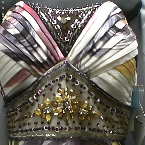 Marie Lee Formal Dress Size 16 White Yellow Purple Pink - Picture 2 of 9